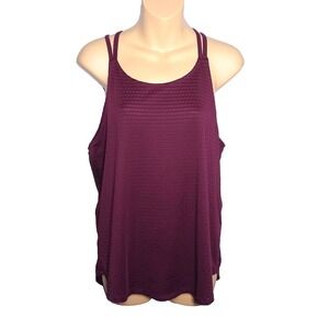 Avia Womens Active Fashion Cami Top Burgundy Racerback Keyhole Tank Top S (4-6)